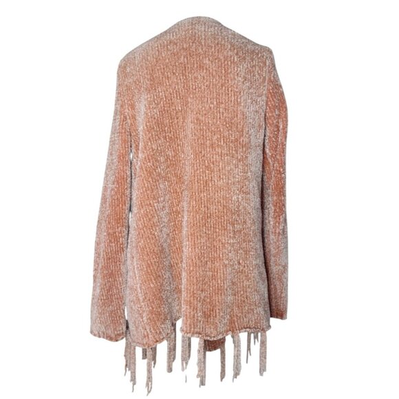 Shyanne Chenille Open Sweater Cardigan Size S Fringe Western Chunky Country - Picture 4 of 5